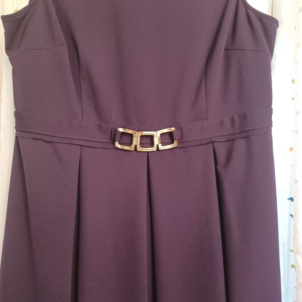 BLACK LABEL by EVAN- PICONE Plum Purple Classic Sleeveless Dress Size 16 - Picture 3 of 13